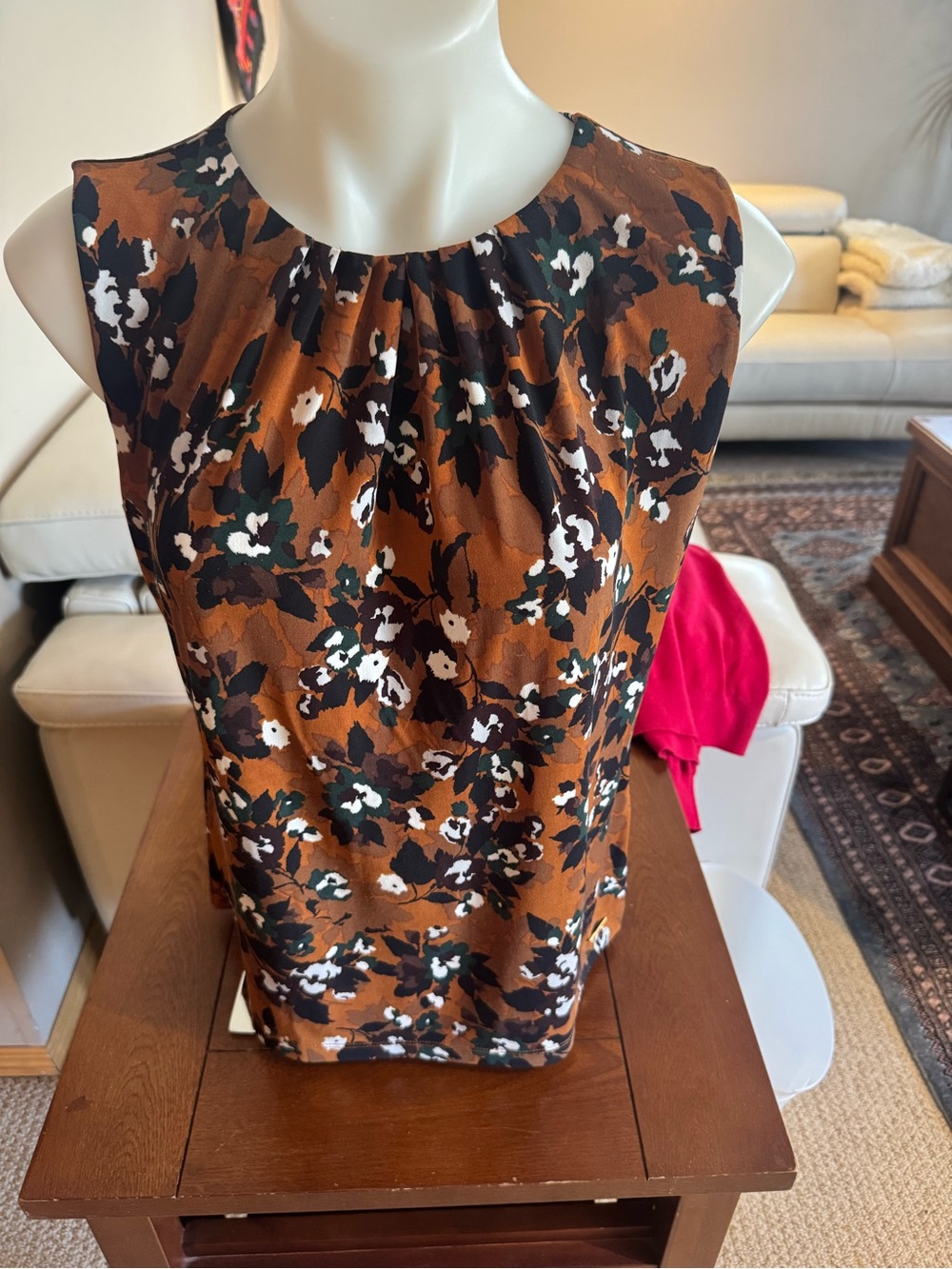 Calvin Klein Rust Brown Floral Sleeveless Camisole